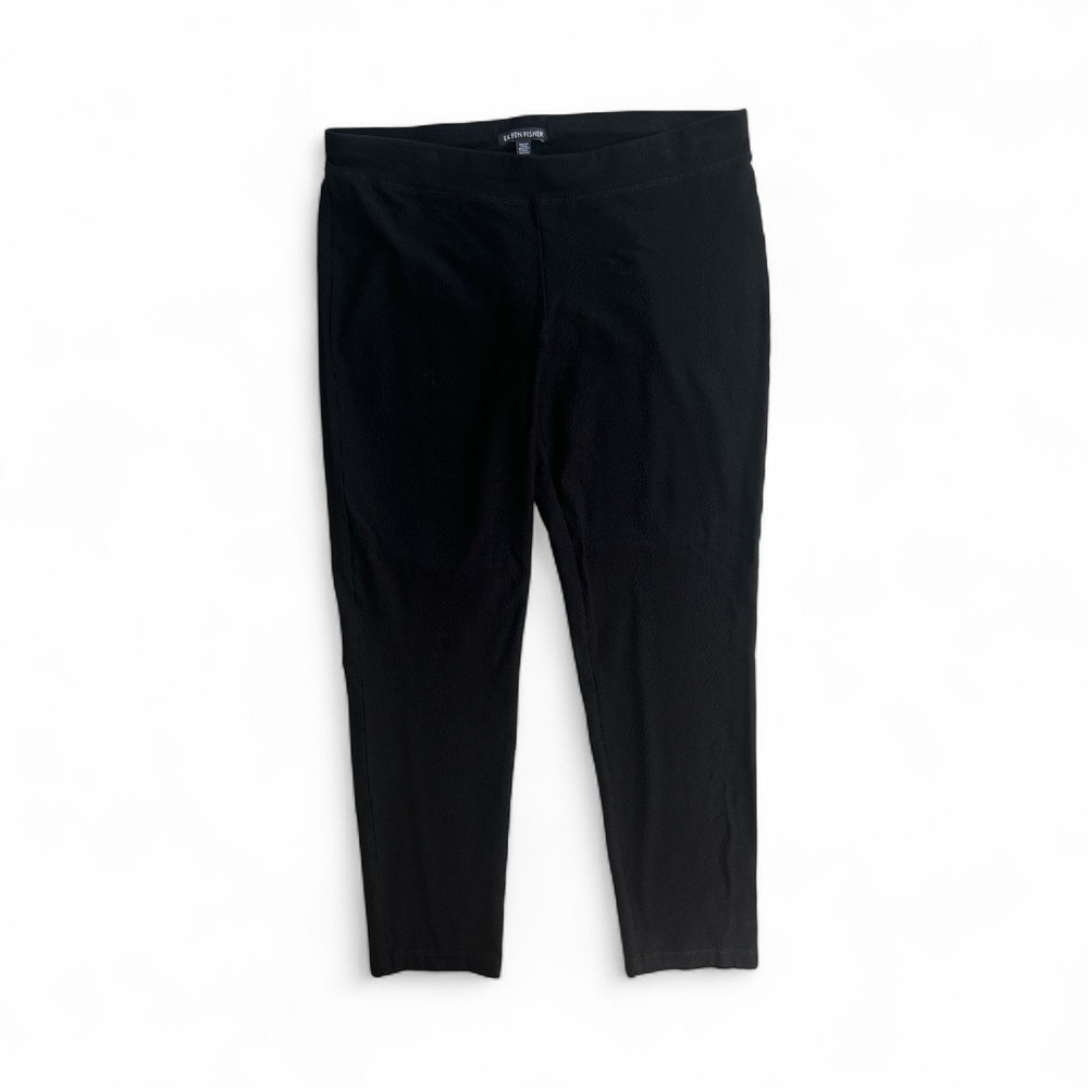Eileen Fisher M Medium Black Knit Pull On Stretch Pants Trousers